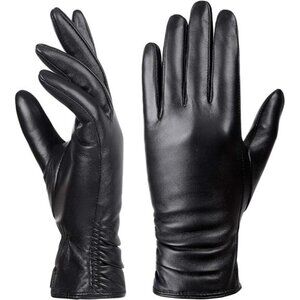 Womens Leather Gloves Winter Touchscreen Warm Driving Lambskin Genuine Leather